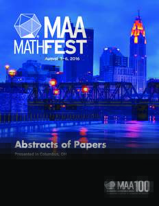 August 3 – 6, 2016  Abstracts of Papers Presented in Columbus, OH  Abstracts of Papers