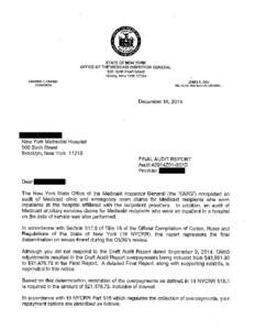 STATE OF NEW YORK OFFICE OF THE MEDICAID INSPECTOR GENERAL 800 North Pearl Street Albany, New York[removed]ANDREW Ni. CUOMO GOVERNOR