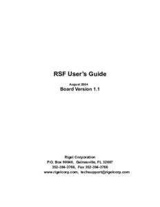 RSF User’s Guide August 2004 Board Version 1.1  Rigel Corporation