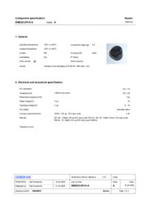 Component specification BME2512P-01A Buzzer MBWOE