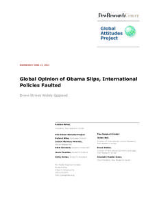 Barack Obama / George W. Bush / Foreign policy of the United States / Public image of Barack Obama / International opinion polling for the United States presidential election / United States / Presidency of Barack Obama / Pew Research Center