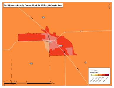 ´  2013 Poverty Rate by Census Block for Albion, Nebraska Area NE