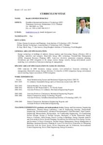 Bundit’s CV, JulyCURRICULUM VITAE NAME:  Bundit LIMMEECHOKCHAI