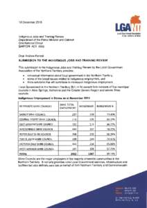 13 DecemberLocal Government Association of the Northern Territory  Indigenous Jobs and Training Review