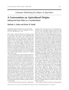 Current Anthropology Volume 50, Number 5, October[removed]Comment: Rethinking the Origins of Agriculture