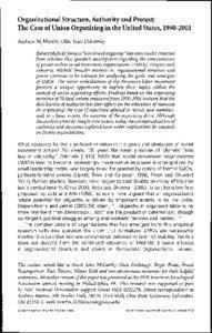 Organizational Structure, Authority and Protest: The Case of Union Organizing in the United States, [removed]Andrew W. Martin, Ohio State University