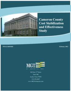 Cameron County Cost Stabilization and Effectiveness Study  FINAL REPORT