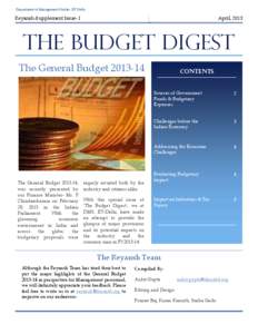 Department of Management Studies, IIT Delhi  Reyansh-Supplement Issue- I April, 2013