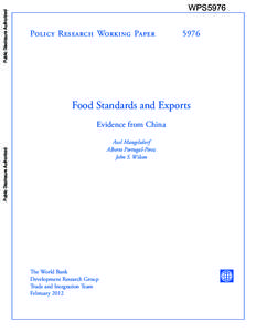 Business / Evaluation / International relations / World Trade Organization / International law / Standardization Administration of China / John S. Wilson / Standardization / Agriculture in China / Standards organizations / Standards / International trade