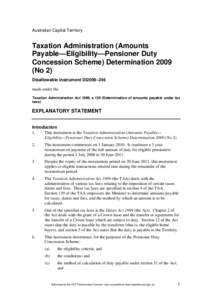 Australian Capital Territory  Taxation Administration (Amounts Payable—Eligibility—Pensioner Duty Concession Scheme) Determination[removed]No 2)