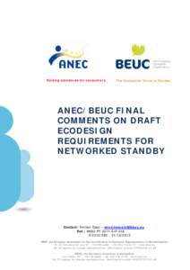 Raising standards for consumers  The Consumer Voice in Europe ANEC/BEUC FINAL COMMENTS ON DRAFT