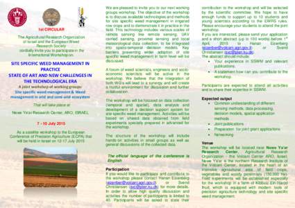 1st CIRCULAR The Agricultural Research Organization of Israel and the European Weed Research Society cordially invite you to participate in the International Workshop on: