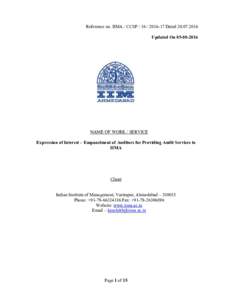 Request for Proposal (RFP) for Empanellment as Institutional Brokers and Investment Advisors/Comprehensive Management Service Provider