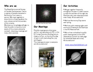 Who are we  Our Activities The Royal Astronomical Society of Canada Charlottetown Centre