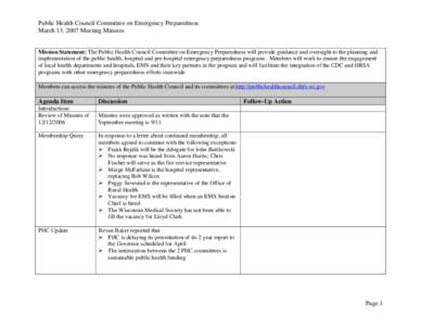 Public Health Council Emergency Preparedness Committee