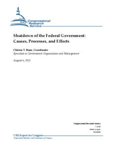 Shutdown of the Federal Government: Causes, Processes, and Effects