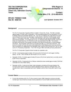 TEX TIN CORPORATION SUPERFUND SITE Texas City, Galveston County, Texas  EPA ID: TXD062113329