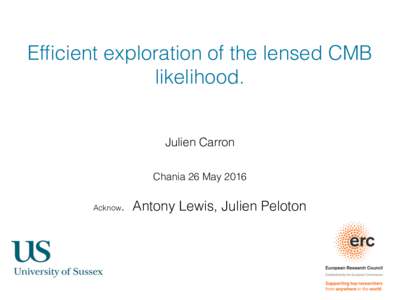Efficient exploration of the lensed CMB likelihood. Julien Carron Chania 26 MayAntony Lewis, Julien Peloton