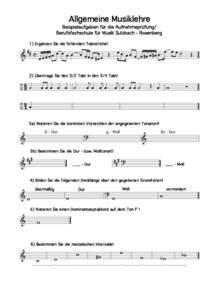 Allgemeine Musiklehre Beispielaufgaben für die Aufnahmeprüfung/ Berufsfachschule für Musik Sulzbach - Rosenberg 1) Ergänzen Sie die fehlenden Taktstriche!  #