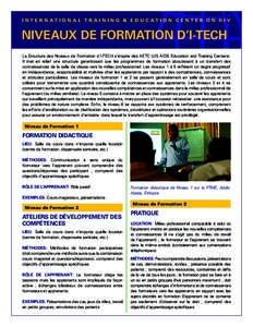 INTERNATIONAL TRAINING & EDUCATION CENTER ON HIV  NIVEAUX DE FORMATION D’I-TECH La Structure des Niveaux de Formation d’I-TECH s’inspire des AETC (US AIDS Education and Training Centers). Il met en relief une struc