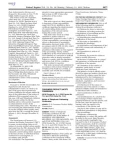 Federal Register / United States administrative law / Energy Employees Occupational Illness Compensation Program / United States federal executive departments / Consumer Product Safety Act / U.S. Consumer Product Safety Commission / Privacy Office of the U.S. Department of Homeland Security / Politics of the United States / Government / National Institute for Occupational Safety and Health / United States Department of Homeland Security