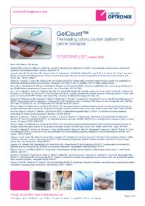 GelCount™  The leading colony counter platform for cancer biologists CITATIONS LIST (October[removed]Semi-Solid Matrix / 3D Assays
