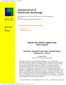 Comparative & Historical Sociology Newsletter Winter 1998