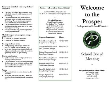 Response to individuals addressing the Board of Trustees Prosper Independent School District  