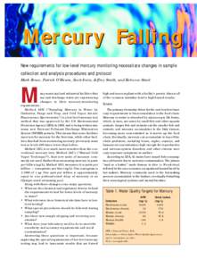 Mercury Falling New requirements for low-level mercury monitoring necessitate changes in sample collection and analysis procedures and protocol Mark Bruce, Patrick O’Meara, Scott Irwin, Jeffrey Smith, and Rebecca Strai