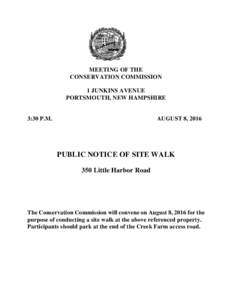 MEETING OF THE CONSERVATION COMMISSION 1 JUNKINS AVENUE PORTSMOUTH, NEW HAMPSHIRE  3:30 P.M.