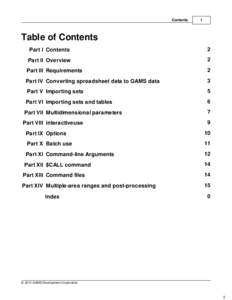 Contents  I Table of Contents Part I Contents