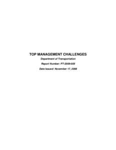 DOT Top Management Challenges for FY 2009