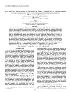 THE ASTROPHYSICAL JOURNAL, 507 : 281È286, 1998 November[removed]The American Astronomical Society. All rights reserved. Printed in U.S.A. NEAR-INFRARED SPECTROSCOPY OF THE PROTOÈPLANETARY NEBULA CRL 618 AND THE ORIGI
