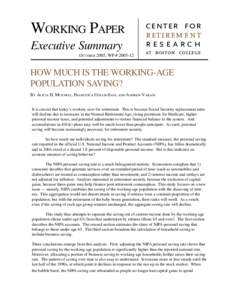 WORKING PAPER Executive Summary OCTOBER 2005, WP # [removed]center for retirement