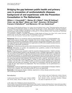 Family Practice 2012; 29:i126–i131  doi:fampra/cmr120 Bridging the gap between public health and primary care in prevention of cardiometabolic diseases;