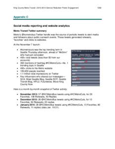 King County Metro Transit | [removed]Service Reduction Public Engagement[removed]Appendix C Social media reporting and website analytics