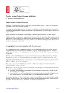 Theatre Archive Project Interview Guidelines