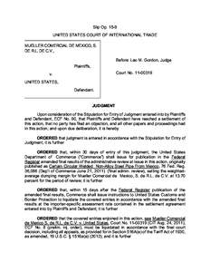 Slip Op[removed]UNITED STATES COURT OF INTERNATIONAL TRADE MUELLER COMERCIAL DE MEXICO, S. DE R.L. DE C.V., Before: Leo M. Gordon, Judge Plaintiffs,