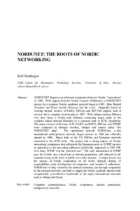 NORDUNET: THE ROOTS OF NORDIC NETWORKING
