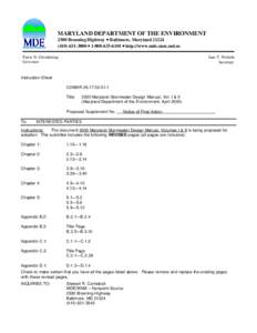 MARYLAND DEPARTMENT OF THE ENVIRONMENT 2500 Broening Highway • Baltimore, Maryland[removed]3000 • [removed] • http://www.mde.state.md.us Parris N. Glendening Governor