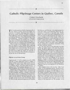 38  * Catholic Pilgrimage Centers in Quebec, Canada Gisbert Rinschede Universitat Regensburg