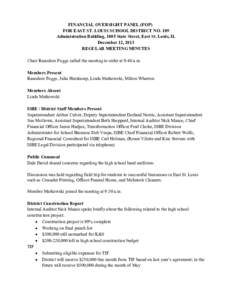 East St. Louis School District 189 Financial Oversight Panel Meeting Minutes - December 12, 2013