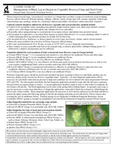 A CLINIC CLOSE-UP  Management of Black Leg in Oregon on Vegetable Brassica Crops and Seed Crops Oregon State University Extension Service  January 2015