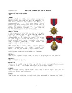 08 February[removed]BRITISH ORDERS AND THEIR MEDALS IMPERIAL SERVICE ORDER ISO