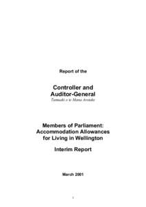 Members of Parliament: Accommodation Allowances for Living in Wellington Interim Report