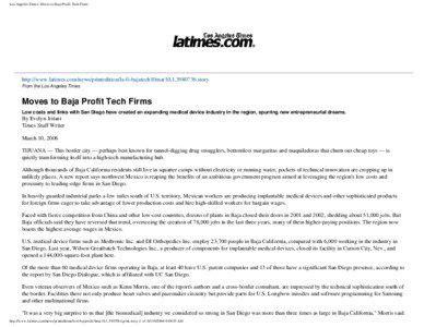 Los Angeles Times: Moves to Baja Profit Tech Firms