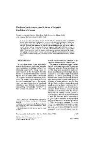 The Rorschach Interaction Scale as a Potential Predictor of Cancer PIRKKO LAUSLAHTI GRAVES, MAG PHIL, P H D , LUCY ANN MEAD, S C M ,