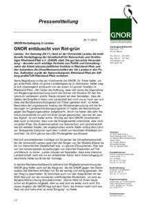 PressemitteilungGNOR-Herbsttagung in Landau  GNOR enttäuscht von Rot-grün