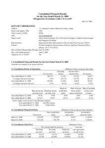 Consolidated Financial Results for the Year Ended March 31, 2009 (Prepared in Accordance with U.S. GAAP)