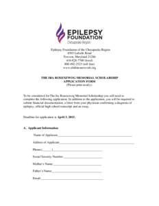 Epilepsy Foundation of the Chesapeake Region 8503 LaSalle Road Towson, Maryland[removed]7700 (local[removed]toll free) www.abilitiesnetwork.org